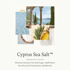 Textura cremosa de Thymes Cyprus Sea Salt Jabon de Mano para limpieza suave.