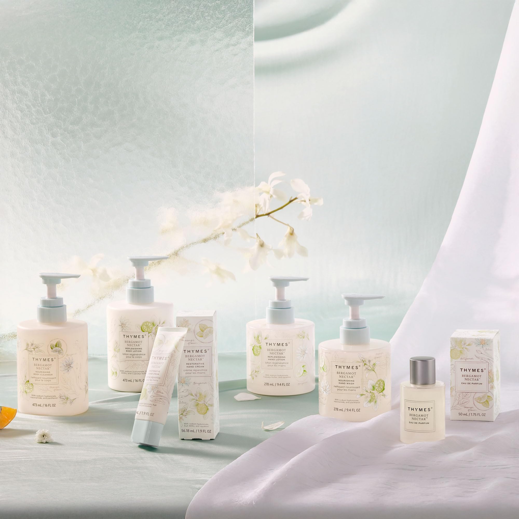 Aplicación diaria con Thymes Bergamot Nectar para piel nutrida