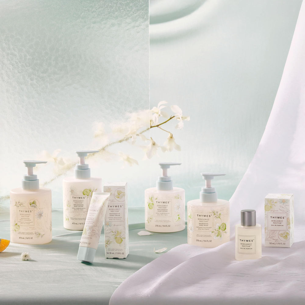 Aplicación diaria con Thymes Bergamot Nectar para piel nutrida