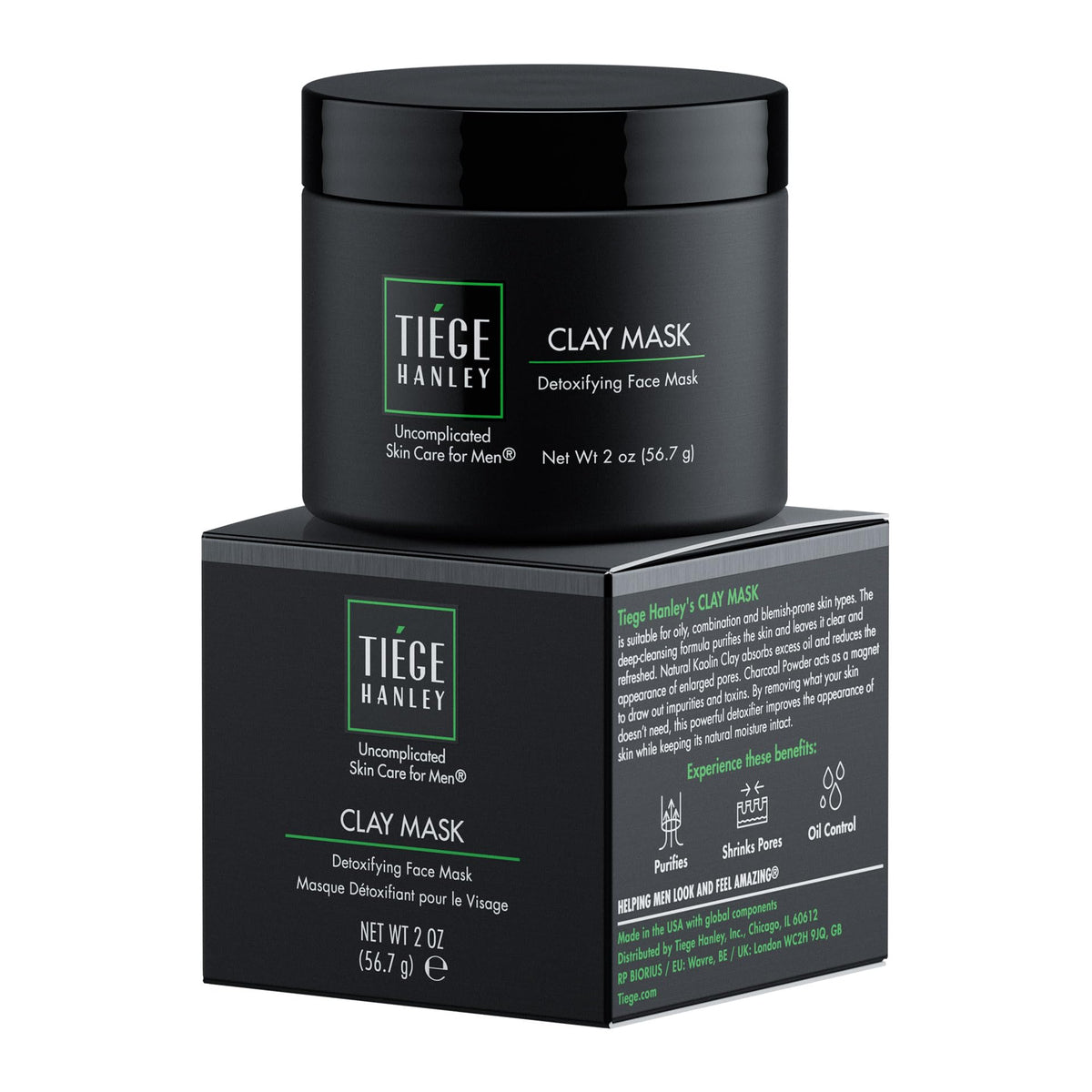 Tiege Hanley mascarilla arcilla detox para bote purifica piel y controla aceite.
