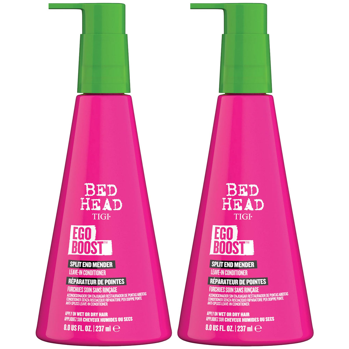TIGI Bed Head Ego Boost Split End Mender, frente del empaque, listo para usar en rutina de peinado.