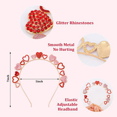 Tihebax diadema corazones rojos, perfecto para looks románticos.