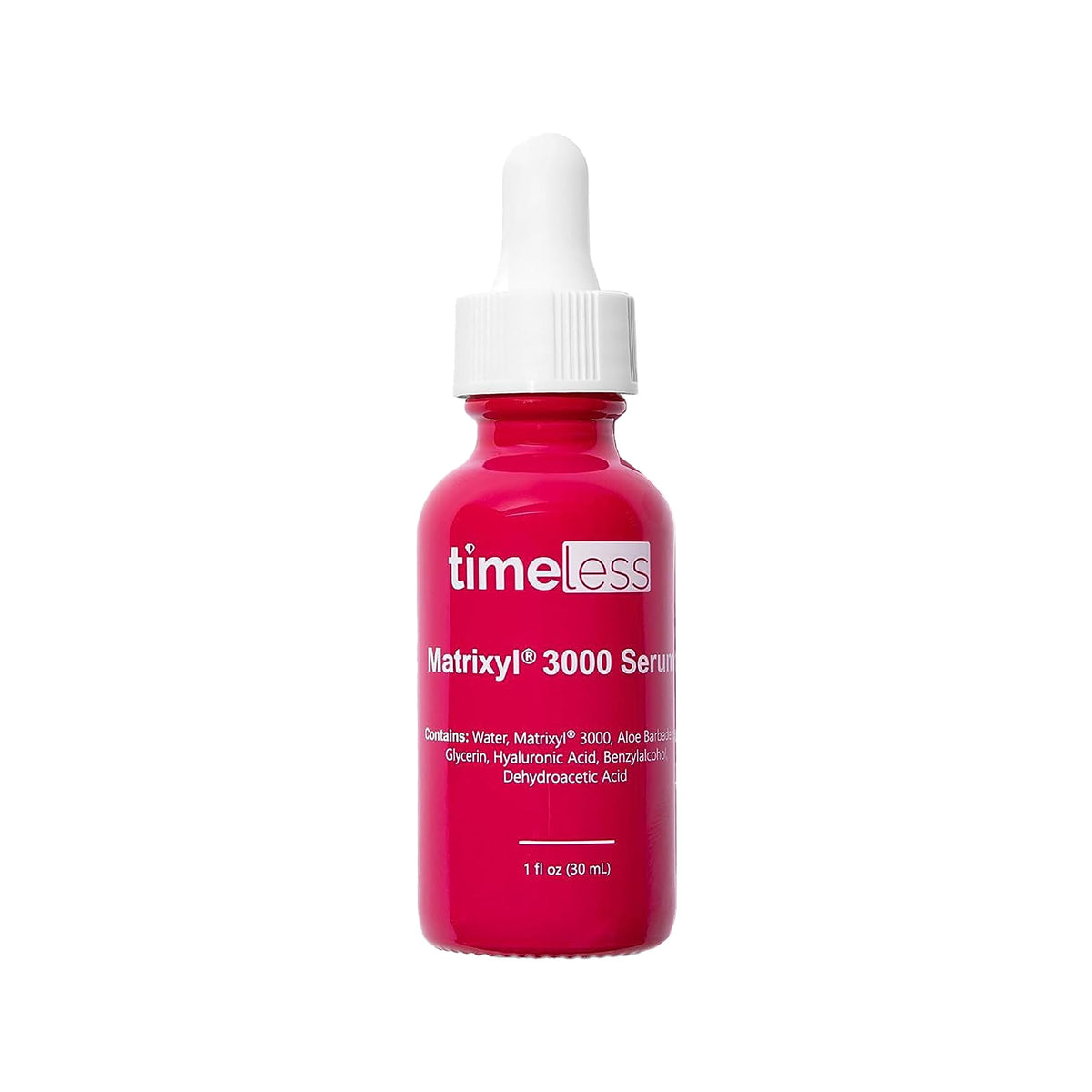 Timeless Matrixyl 3000 Serum en botella, listo para uso diario e hidratación suave.