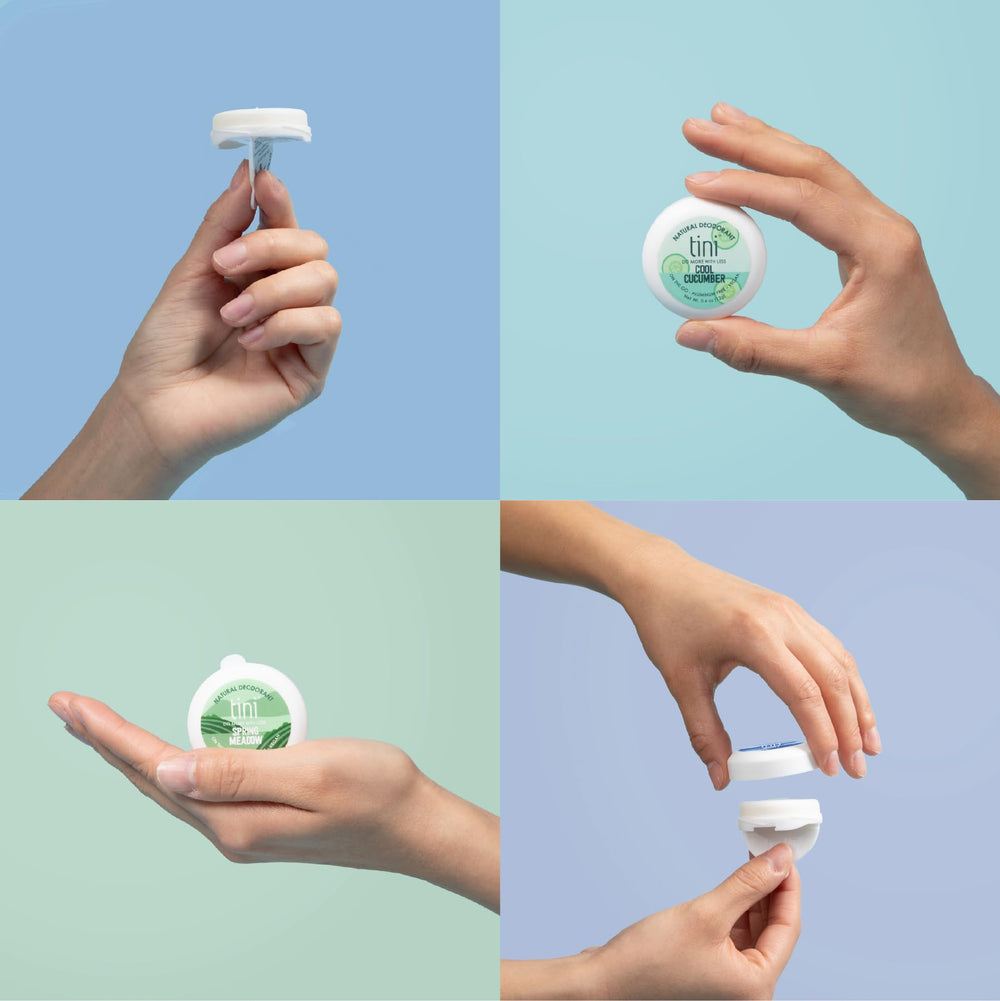 TINI desodorante mini en aplicación: ideal para retoques rápidos durante el día.