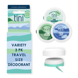 TINI desodorante mini viaje: pack de tres para llevar en cualquier viaje.