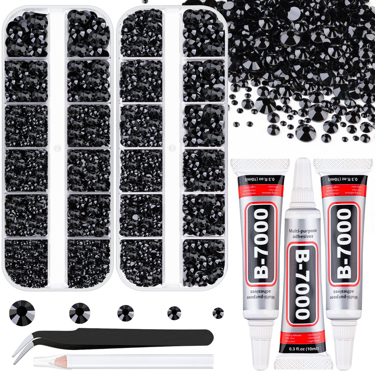 TINKRSTUFF cristales de resina negro 2 mm para manualidades brillantes