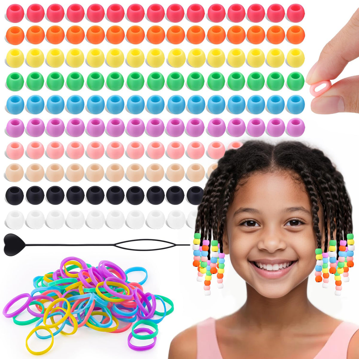 Cuentas de silicona TINKRSTUFF 10mm, para trenzas, fáciles de colocar.