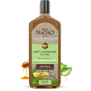 Tio Nacho Anti-Damage Conditioner: empaque práctico para uso diario y dosificación fácil.