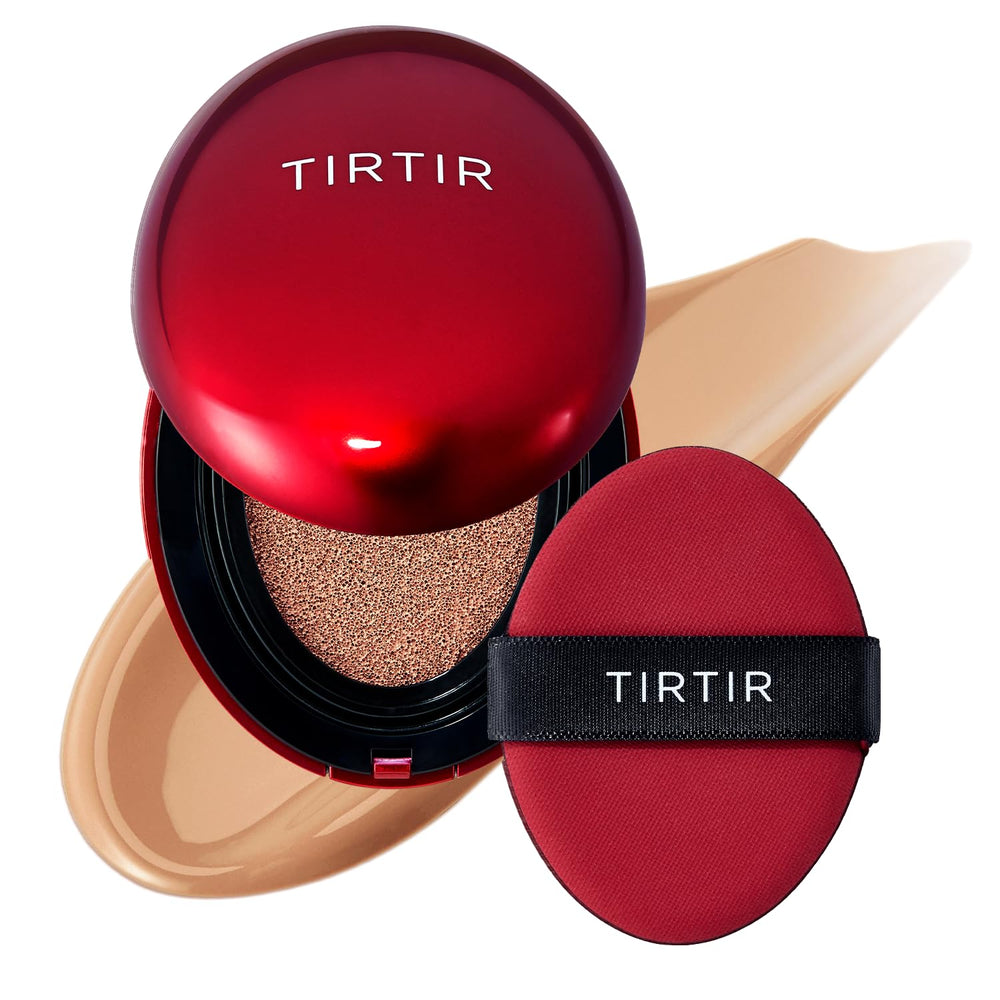 TIRTIR Mask Fit Red Cushion en bote muestra cobertura uniforme para rostro luminoso