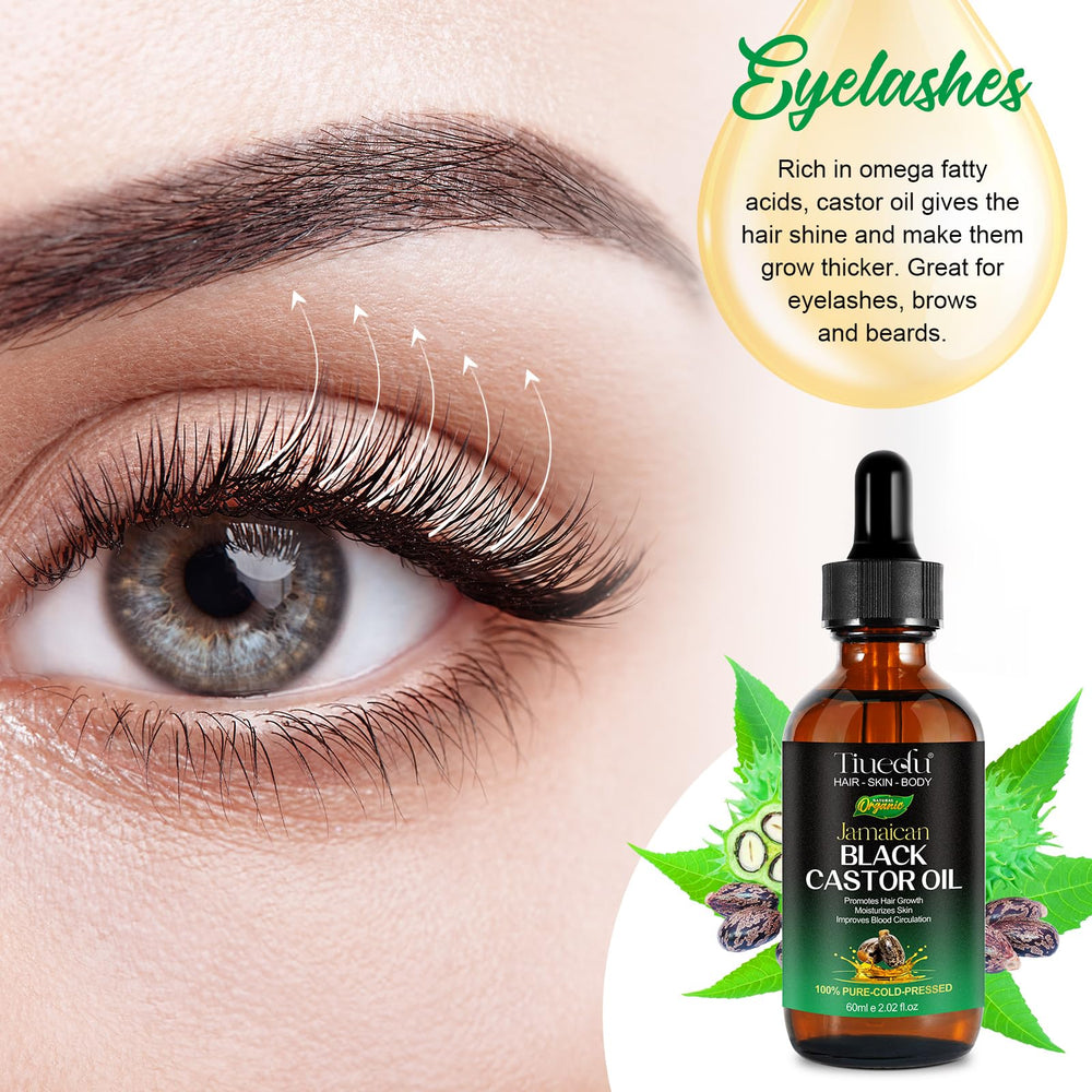Masaje suave con Tiuedu aceite ricino negro para piel y cabello.