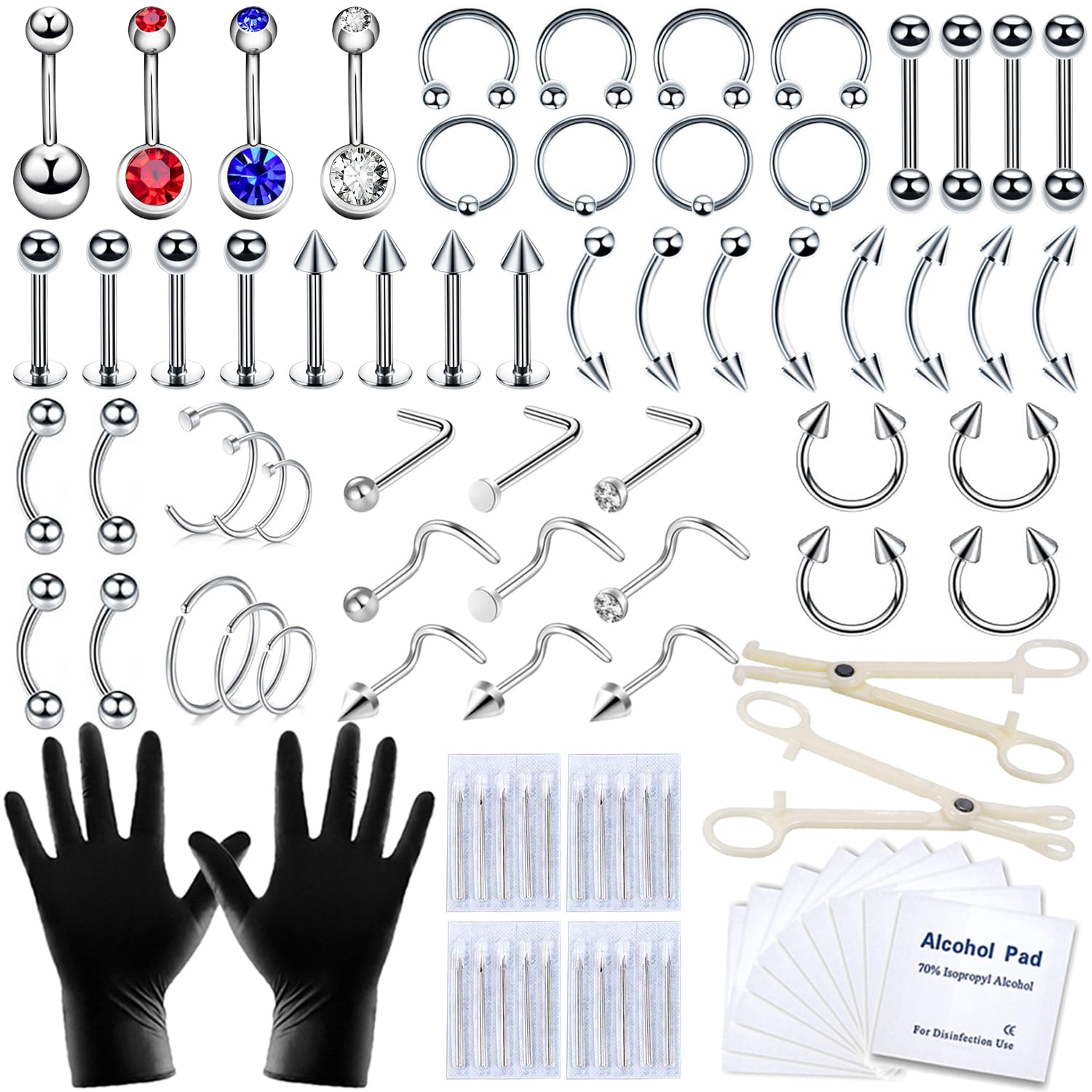TKKUY kit de piercing con joyas variadas para múltiples zonas corporales