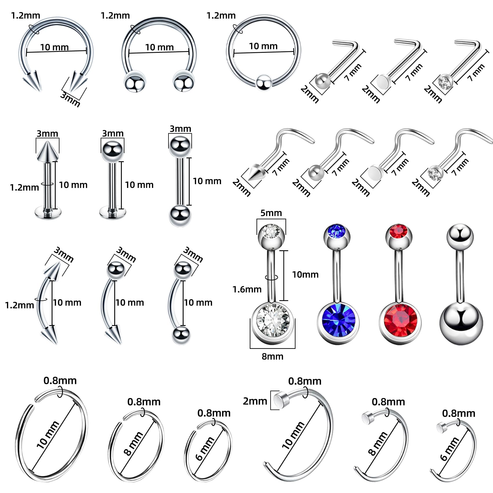 TKKUY piezas en calibres diferentes para distintos tipos de perforaciones