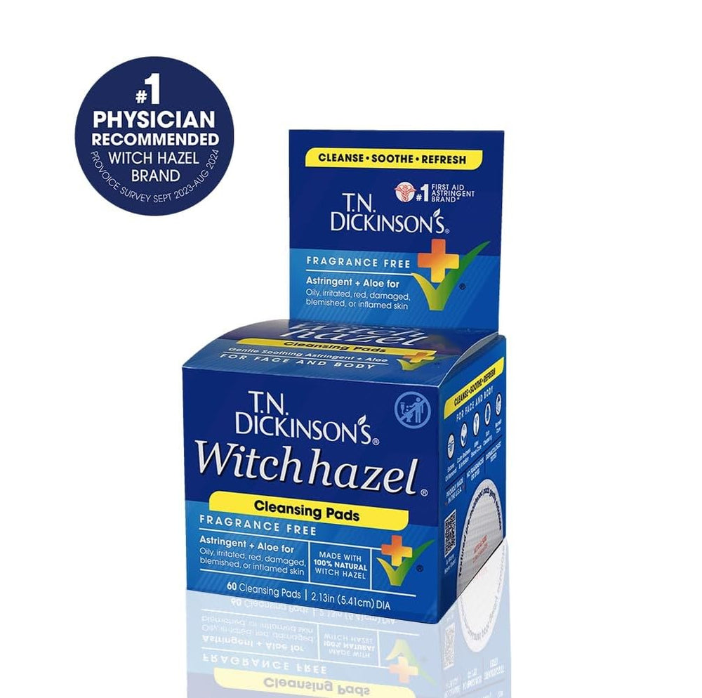 Discos para rostro y cuerpo con hamamelis, sensación refrescante.