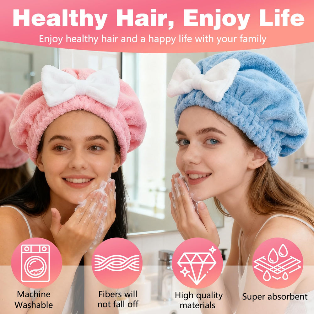 Uso práctico como turbante para cuidado facial con la toalla absorbente.