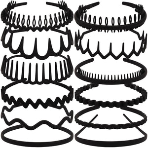 TOBATOBA 12 piezas diademas negras para estilos diarios versátiles.