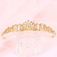 TOBATOBA corona dorada para novias, acento elegante en la ceremonia.