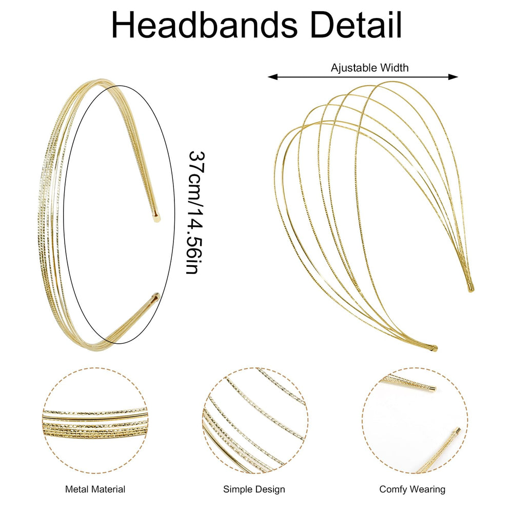 Tobeffect diadema metal capas doradas detalle elegante, recogidos o cabello suelto.