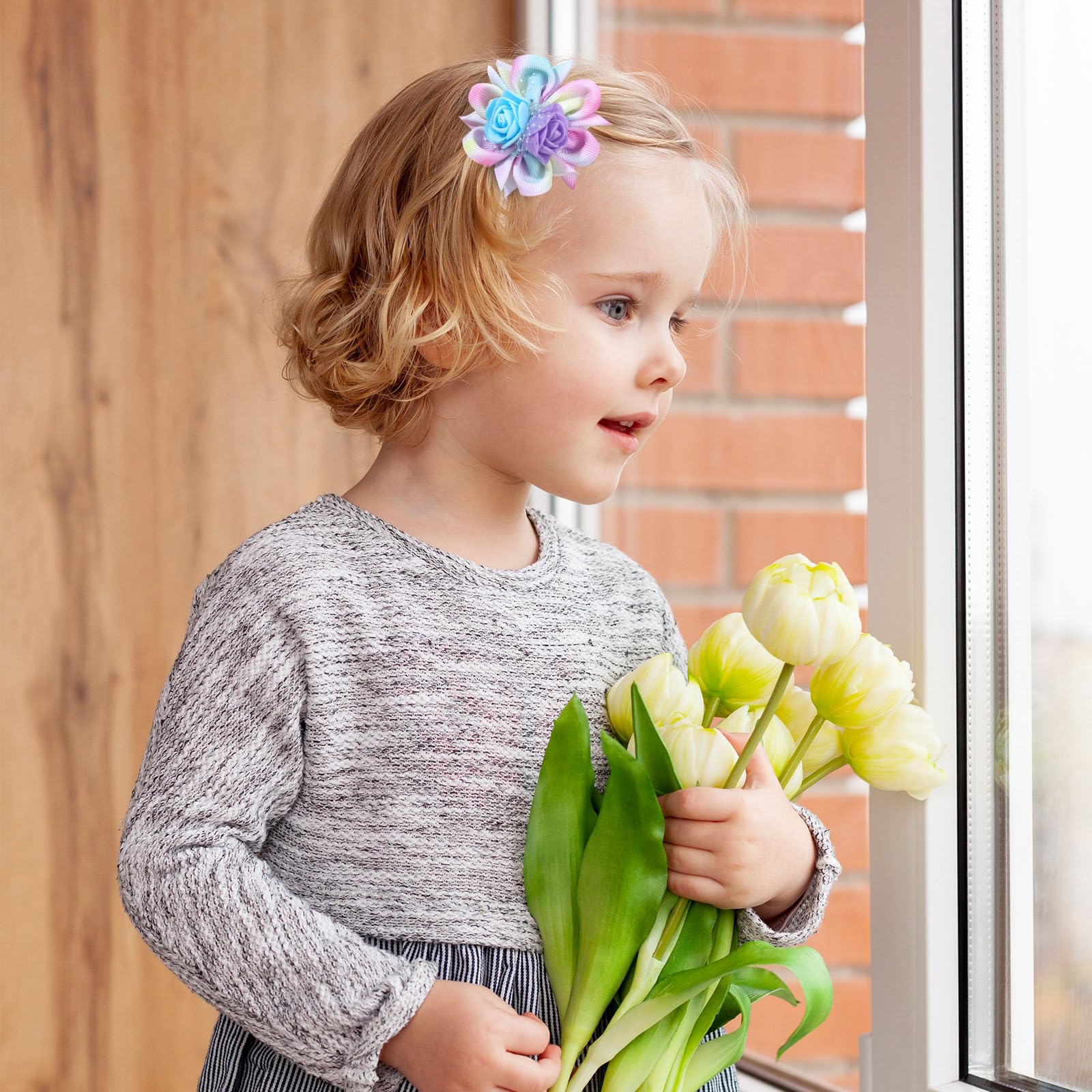 TOKUFAGU Lazo flor para peinado de niñas.