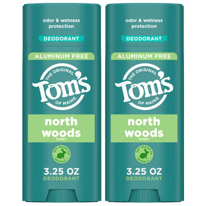 Tom’s of Maine North Woods desodorante stick, envase externo, sensación fresca todo el día