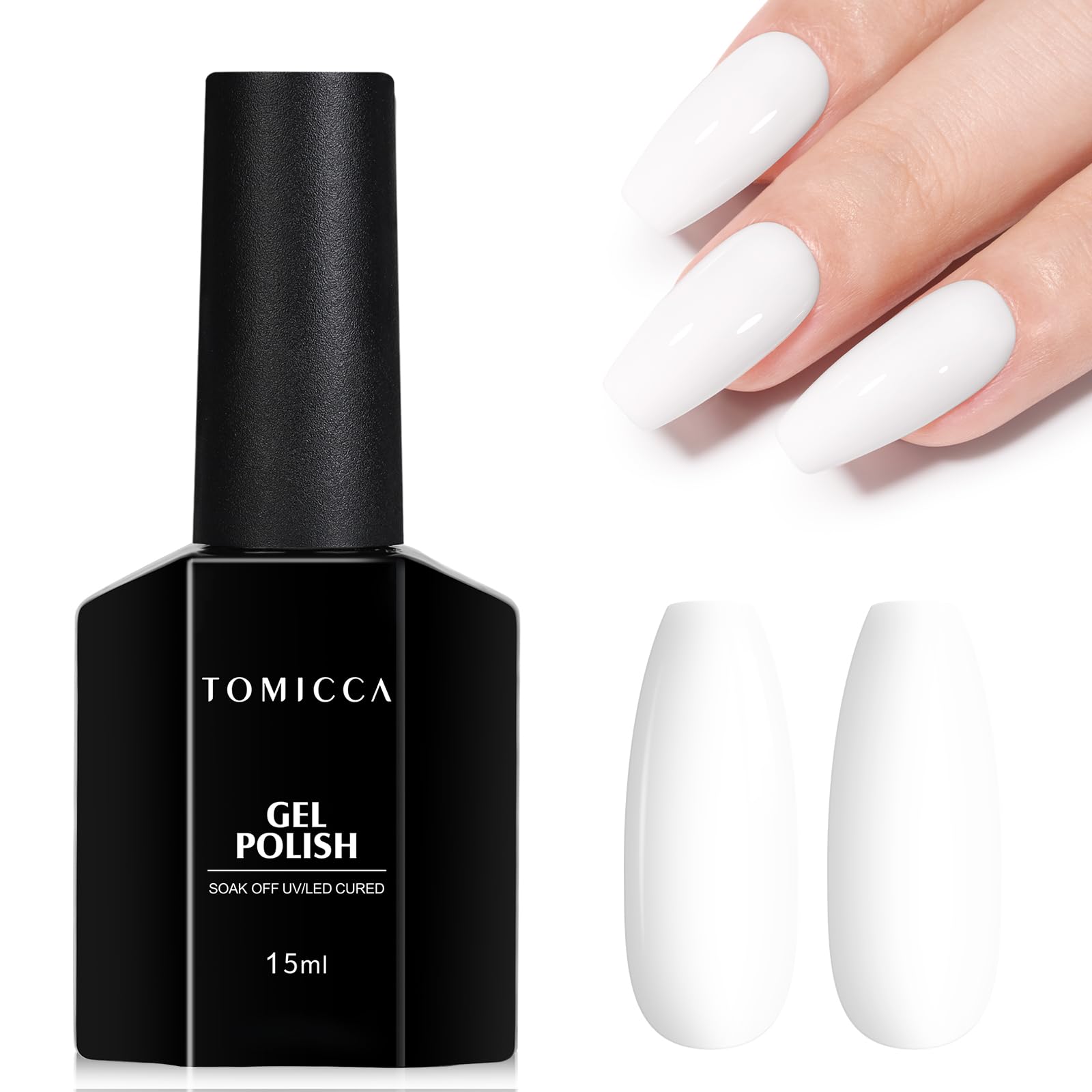 TOMICCA esmalte gel blanco 15ml, bote: acabado suave y cobertura homogénea.