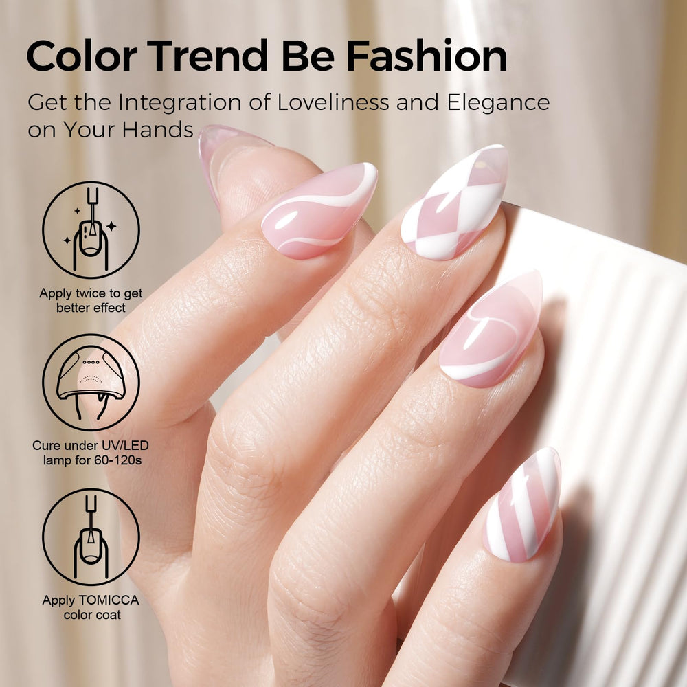 TOMICCA esmalte gel blanco, muestra color: ideal para uñas francesas elegantes.