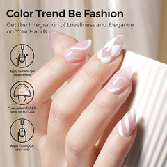 TOMICCA esmalte gel blanco, muestra color: ideal para uñas francesas elegantes.