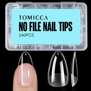 Puntas TOMICCA para uñas almendra claras, ideales para extender uñas en casa.