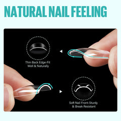 TOMICCA tips uñas cuadradas transparentes, preformados para acabado natural.