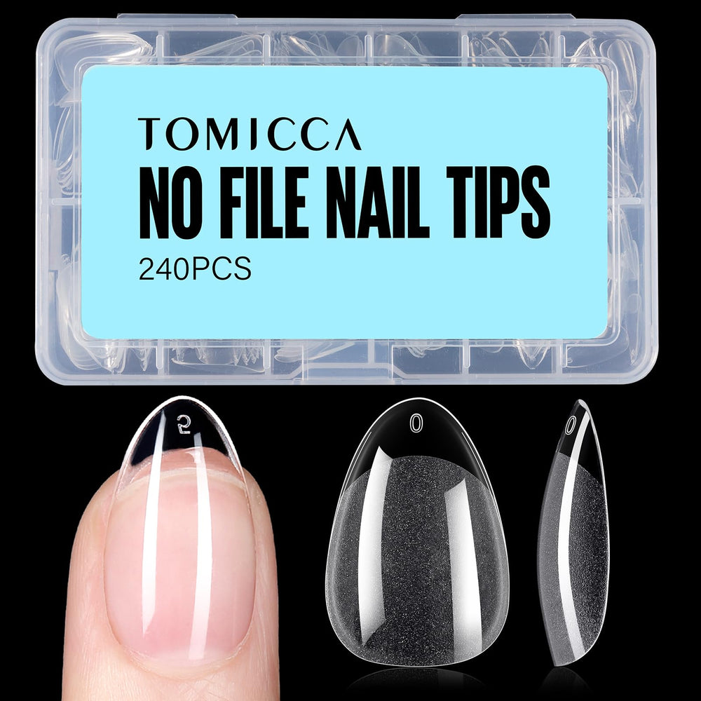 TOMICCA tips uñas almendra corto para acabado limpio y duradero.