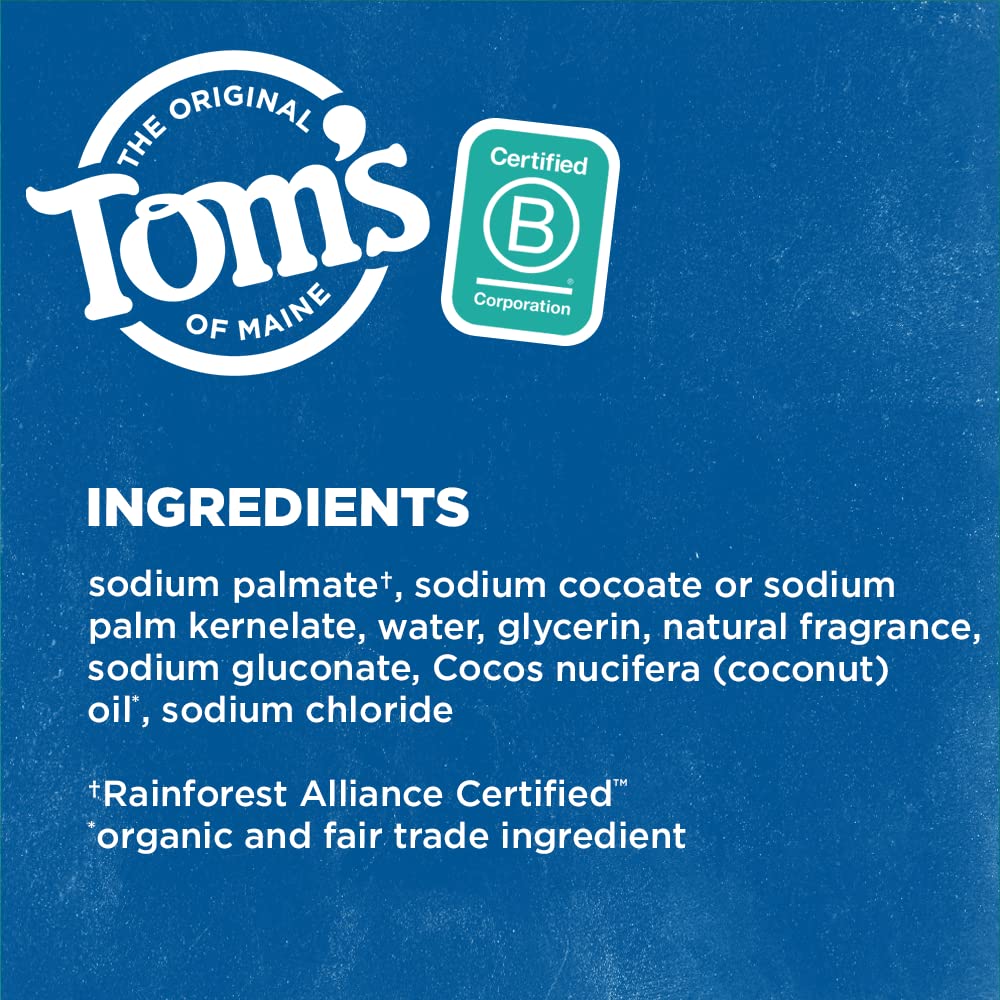 Tom's of Maine barra sin parabenos, alternativa natural para el cuidado diario.