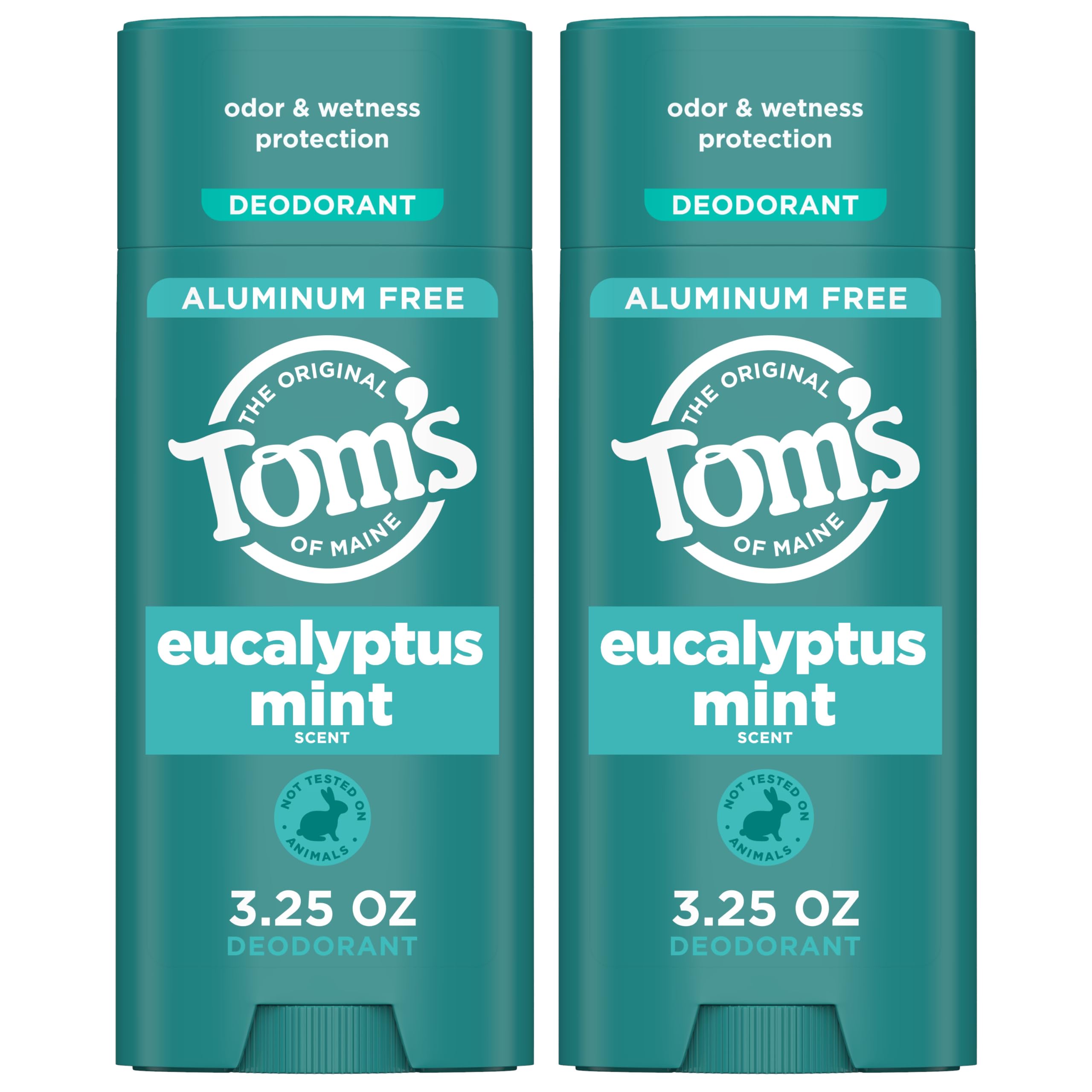 Tom’s of Maine desodorante natural Eucalipto Menta, envase reciclado para uso diario.