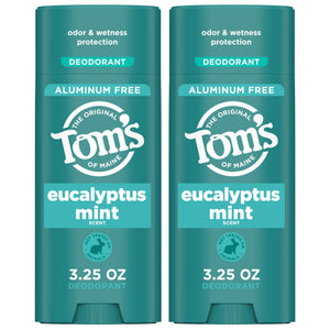 Tom’s of Maine desodorante natural Eucalipto Menta, envase reciclado para uso diario.