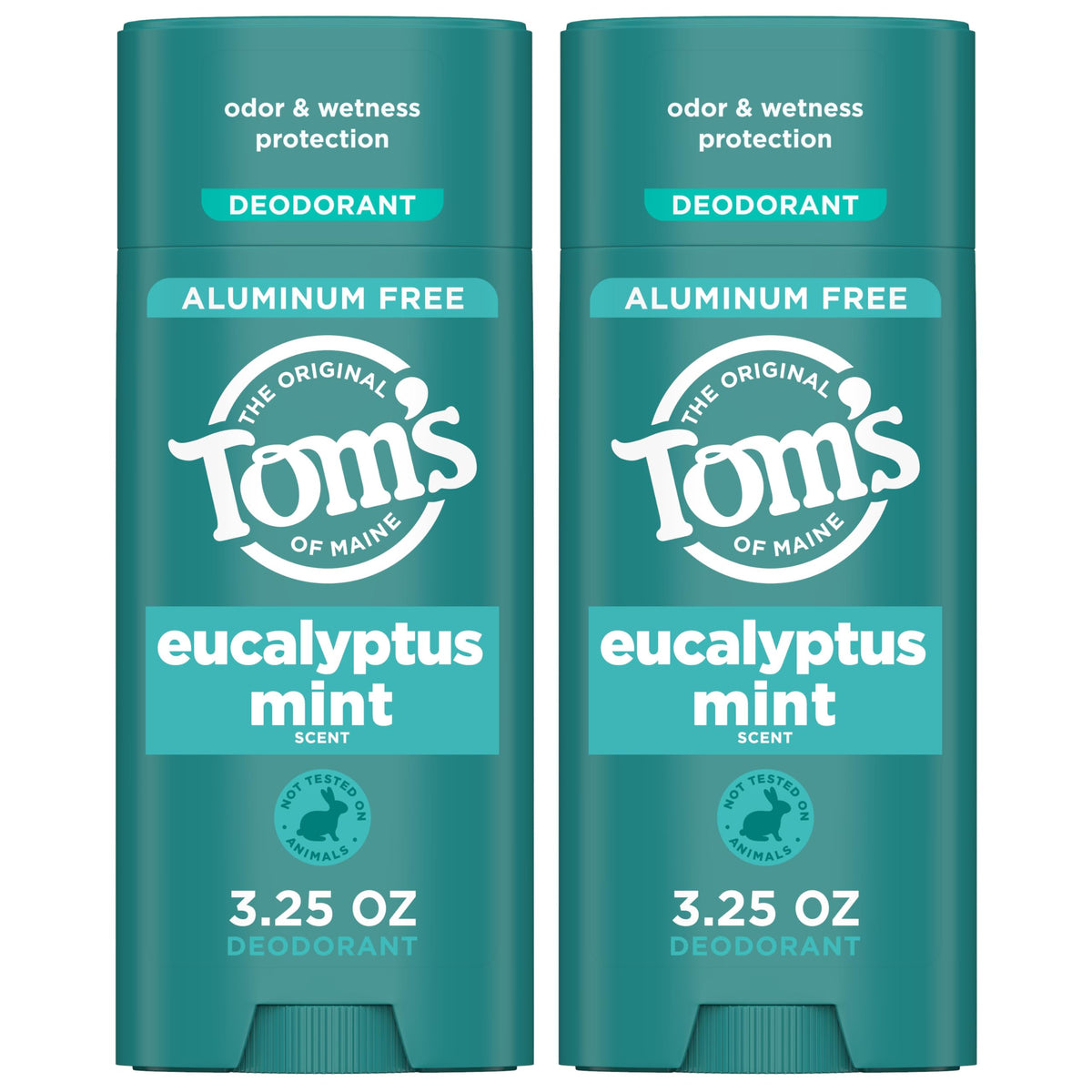 Tom’s of Maine desodorante natural Eucalipto Menta, envase reciclado para uso diario.