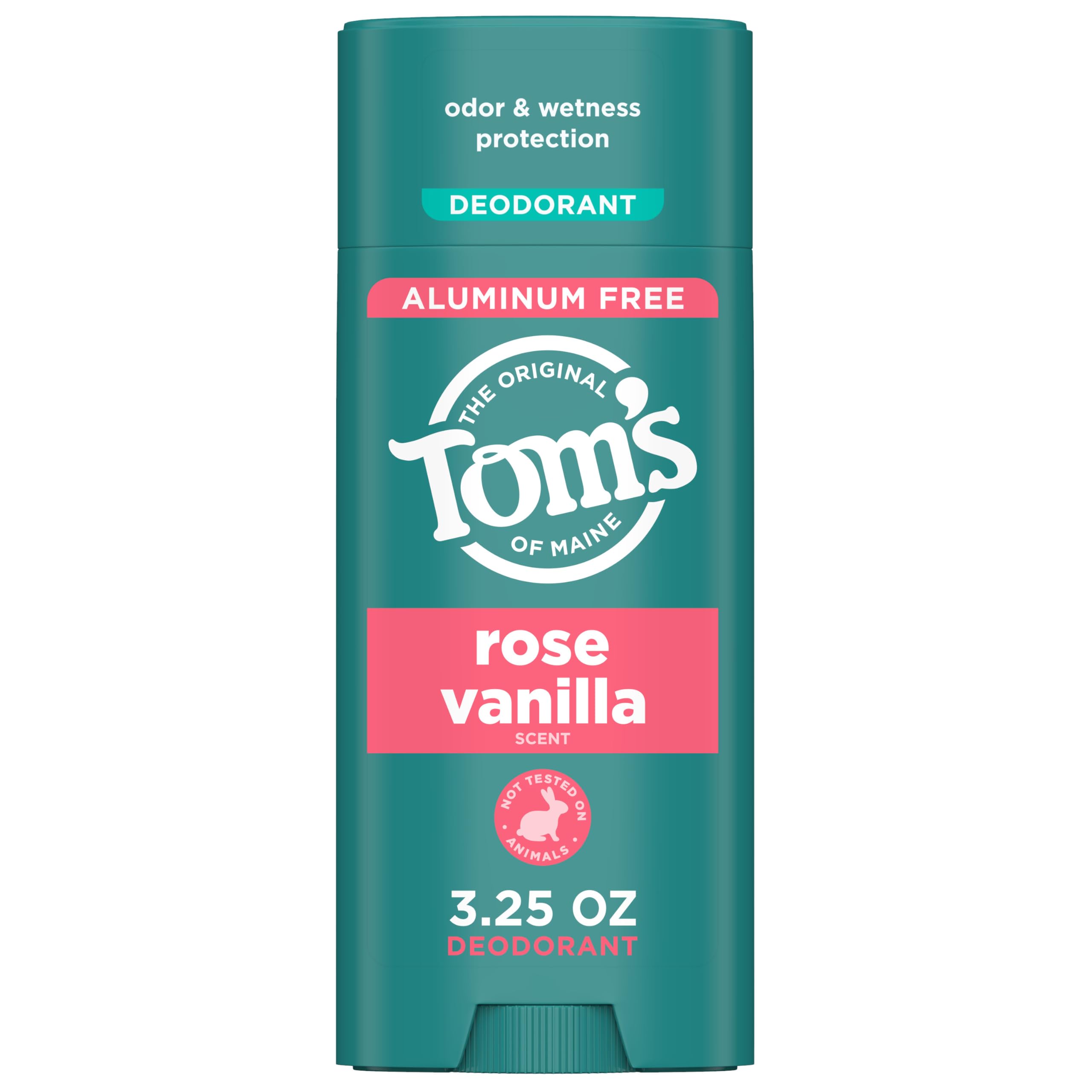 Tom's of Maine Desodorante Rose Vanilla en barra, empaque compacto ideal para viajes