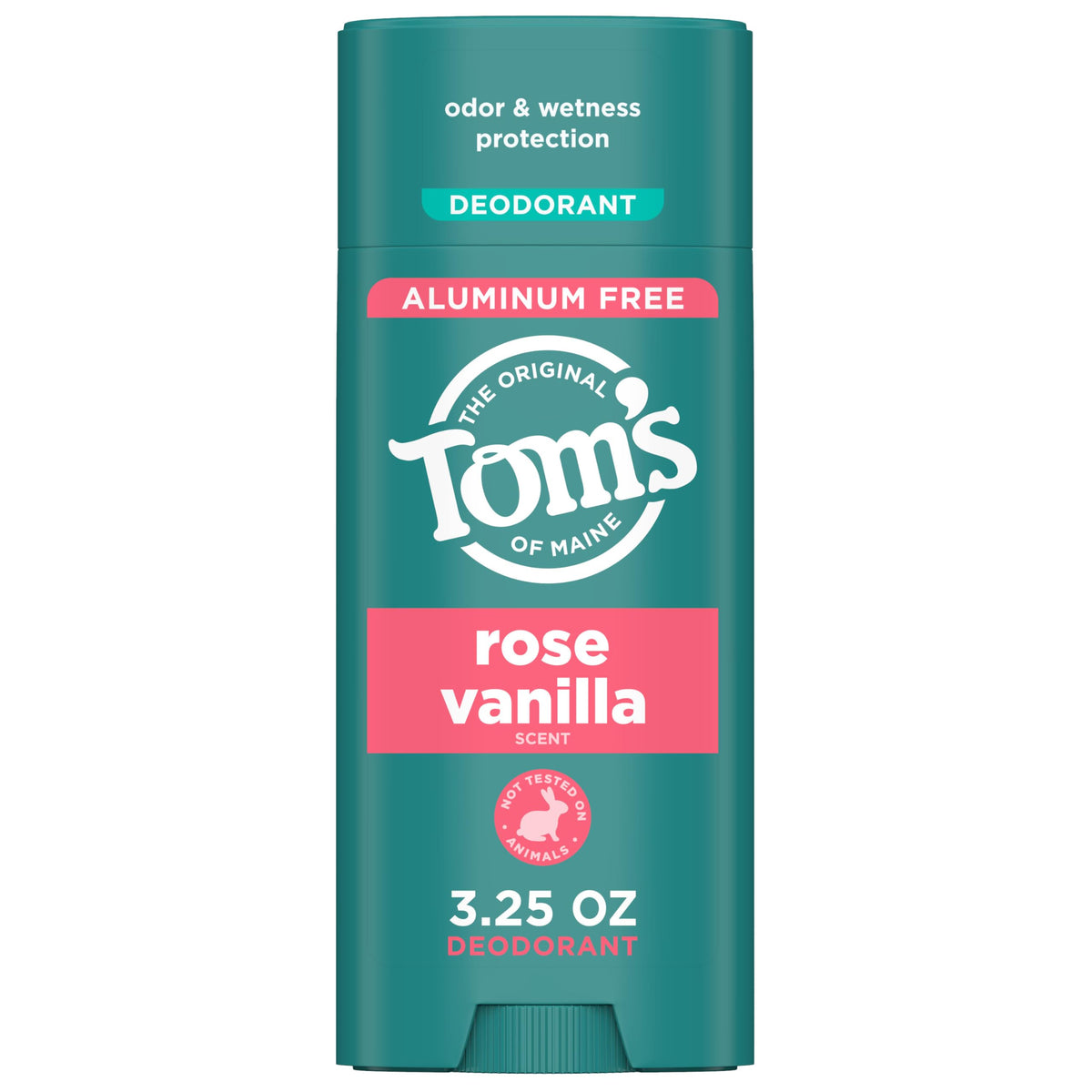 Tom's of Maine Desodorante Rose Vanilla en barra, empaque compacto ideal para viajes