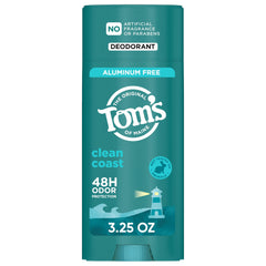 Toms of Maine Desodorante en barra Cln Coast: empaque visible para uso diario