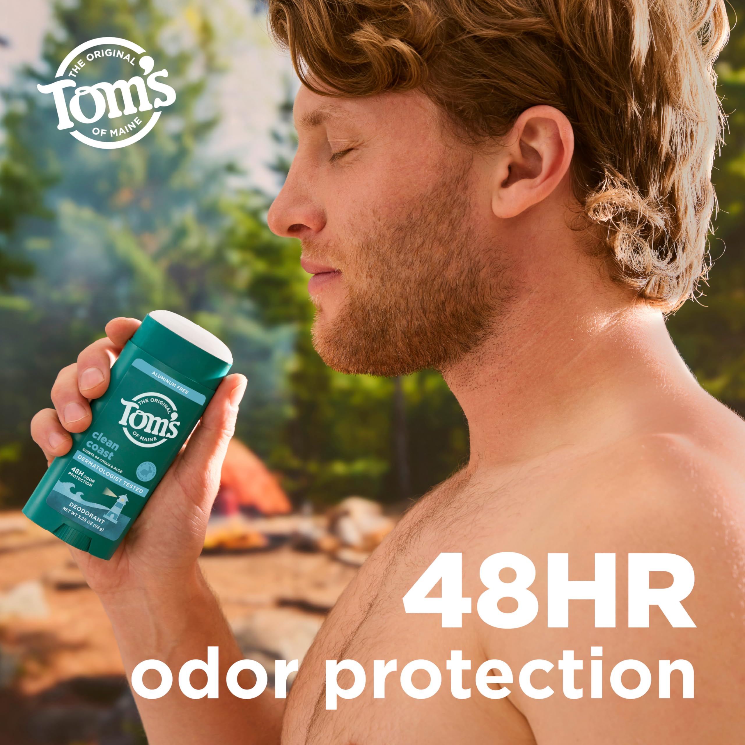 Toms of Maine Desodorante en barra Cln Coast: lado izquierdo resalta diseño ergonómico