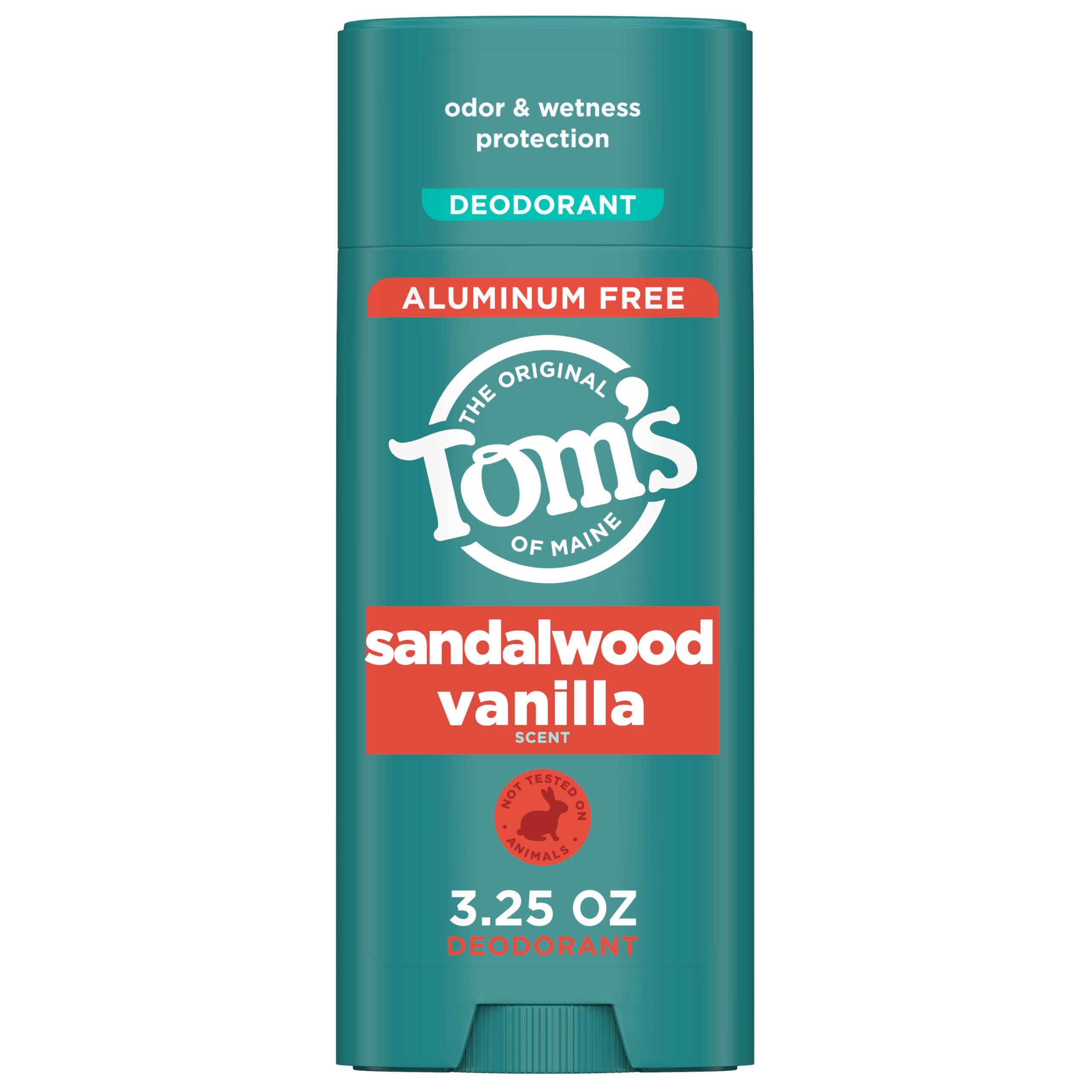 Tom's of Maine desodorante en barra, envase compacto para uso diario y frescura.