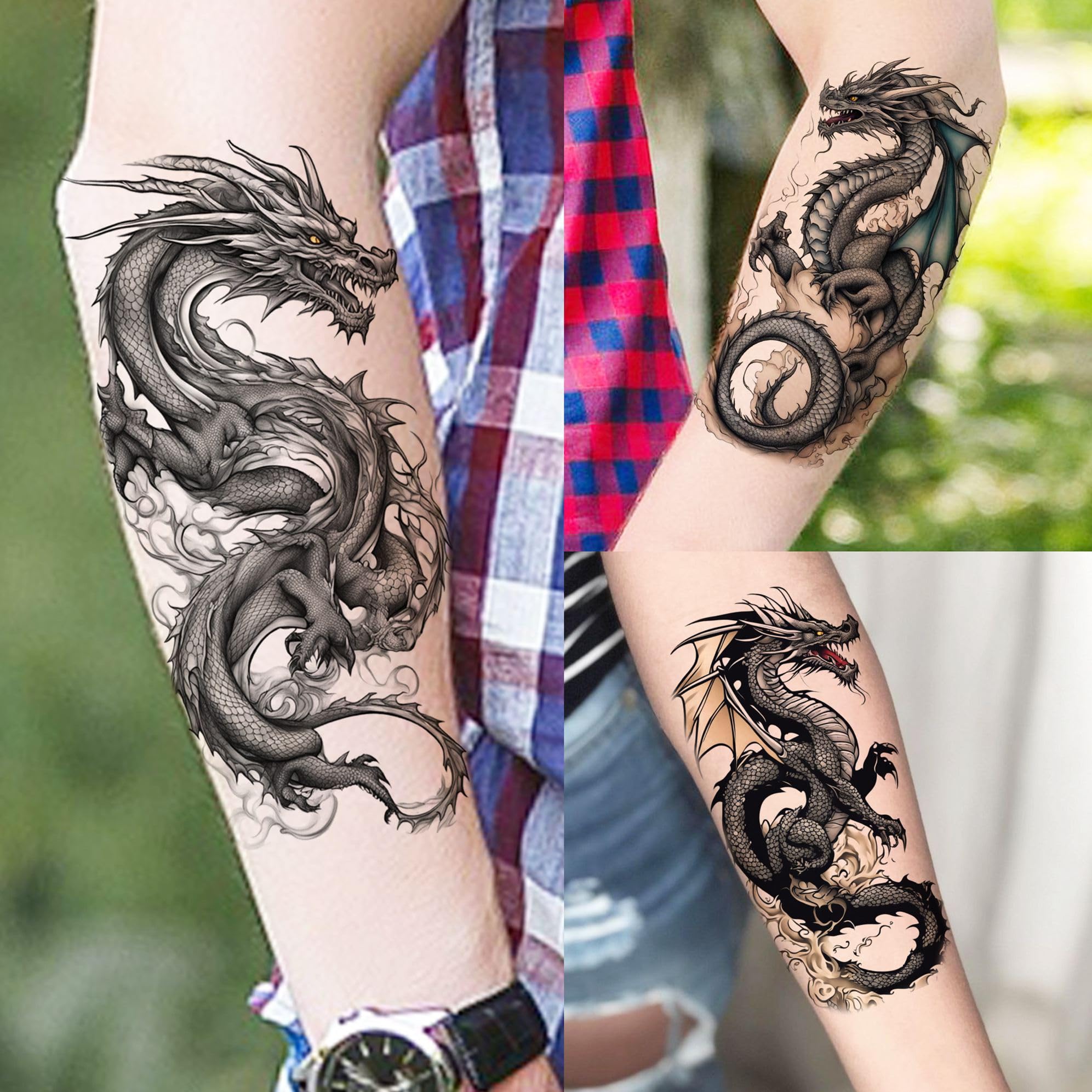 Toneoldshu dragon realista en el brazo para fiestas y disfraz sin compromiso.