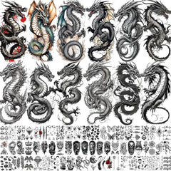 Toneoldshu dragon realista en las manos para estilo temporal y fácil aplicación.