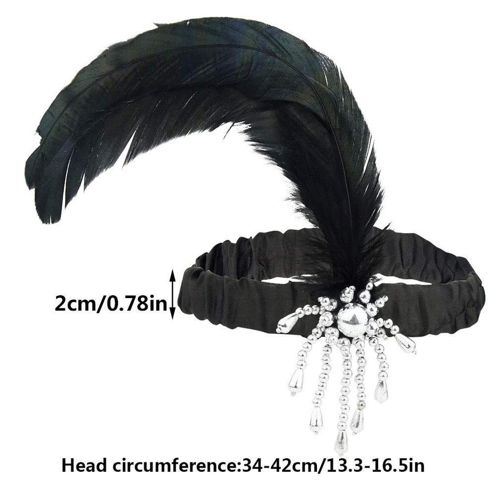 Tongcloud diadema flapper 1920s con cristales negros para evento vintage