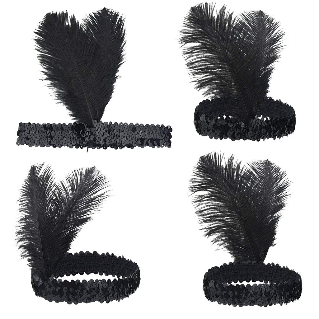 Tongcloud diadema flapper 1920s, diseño exquisito con plumas y cristales