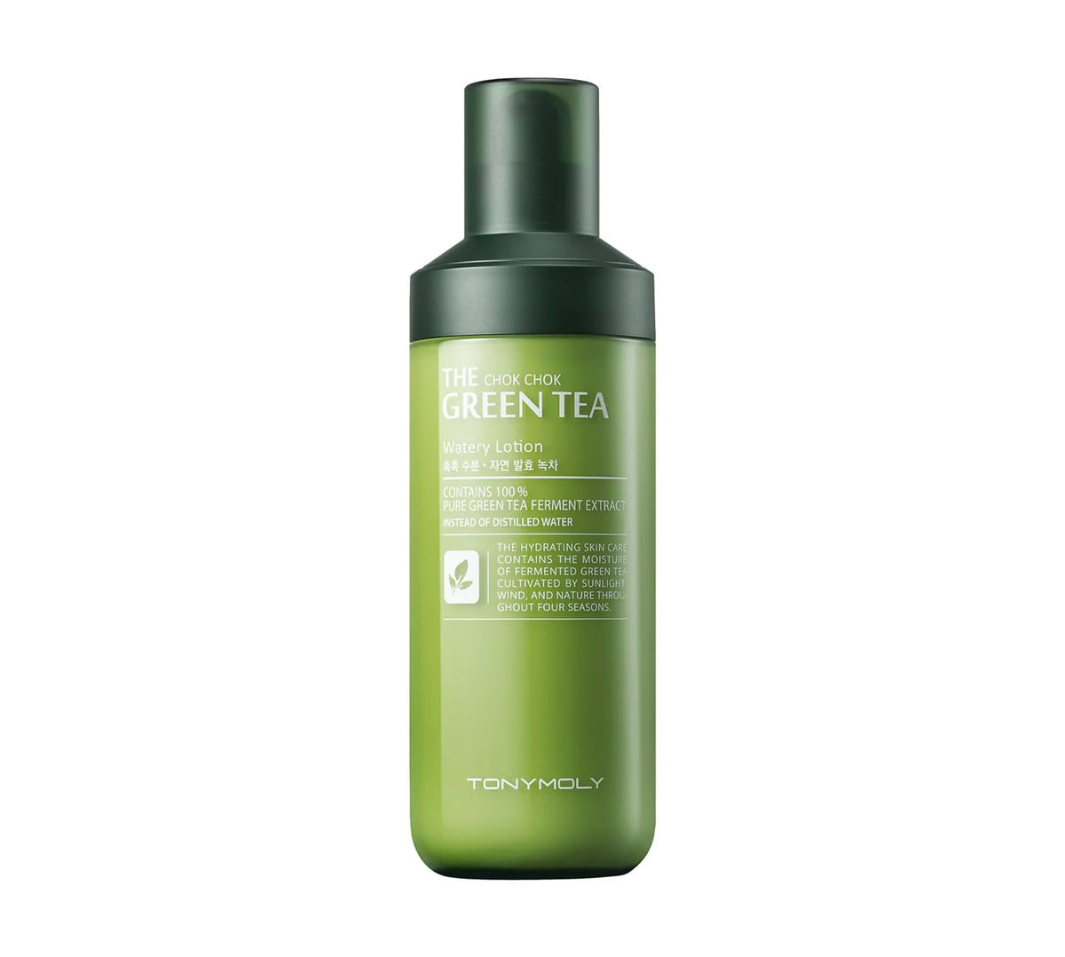 TONYMOLY Chok Chok Green Tea: vertido de la botella para hidratación profunda.