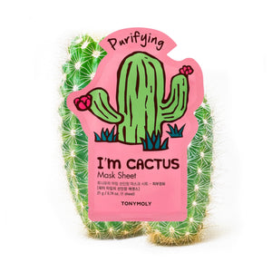 TONYMOLY I’m Cactus Mascarilla en Lámina empaquetada para hidratación profunda.