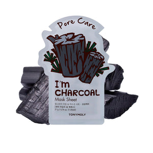 TONYMOLY I’m Charcoal Mascarilla de hoja para limpieza de poros, purifica y refresca la piel.