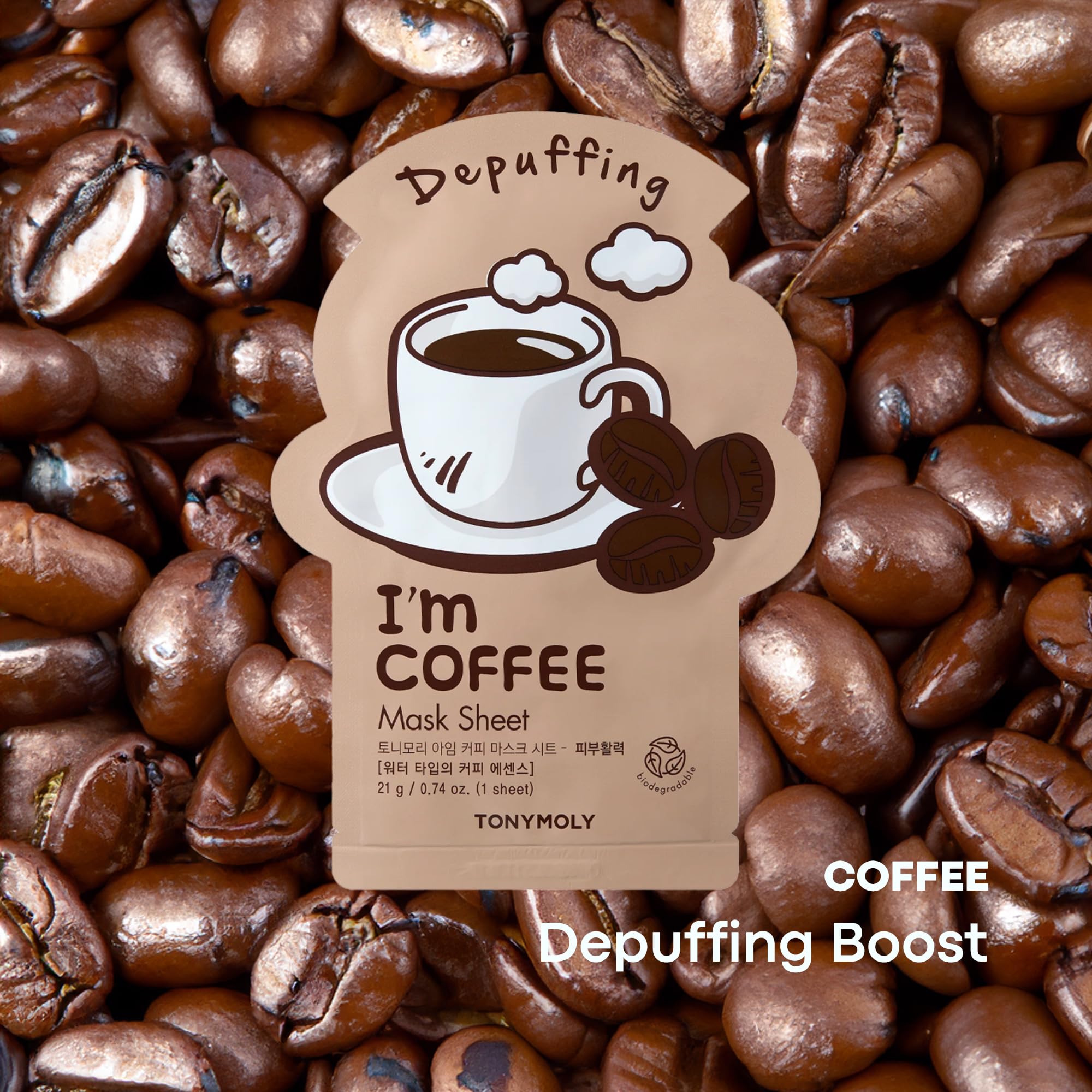 TONYMOLY mascarilla de café en aplicación suave para hidratación profunda