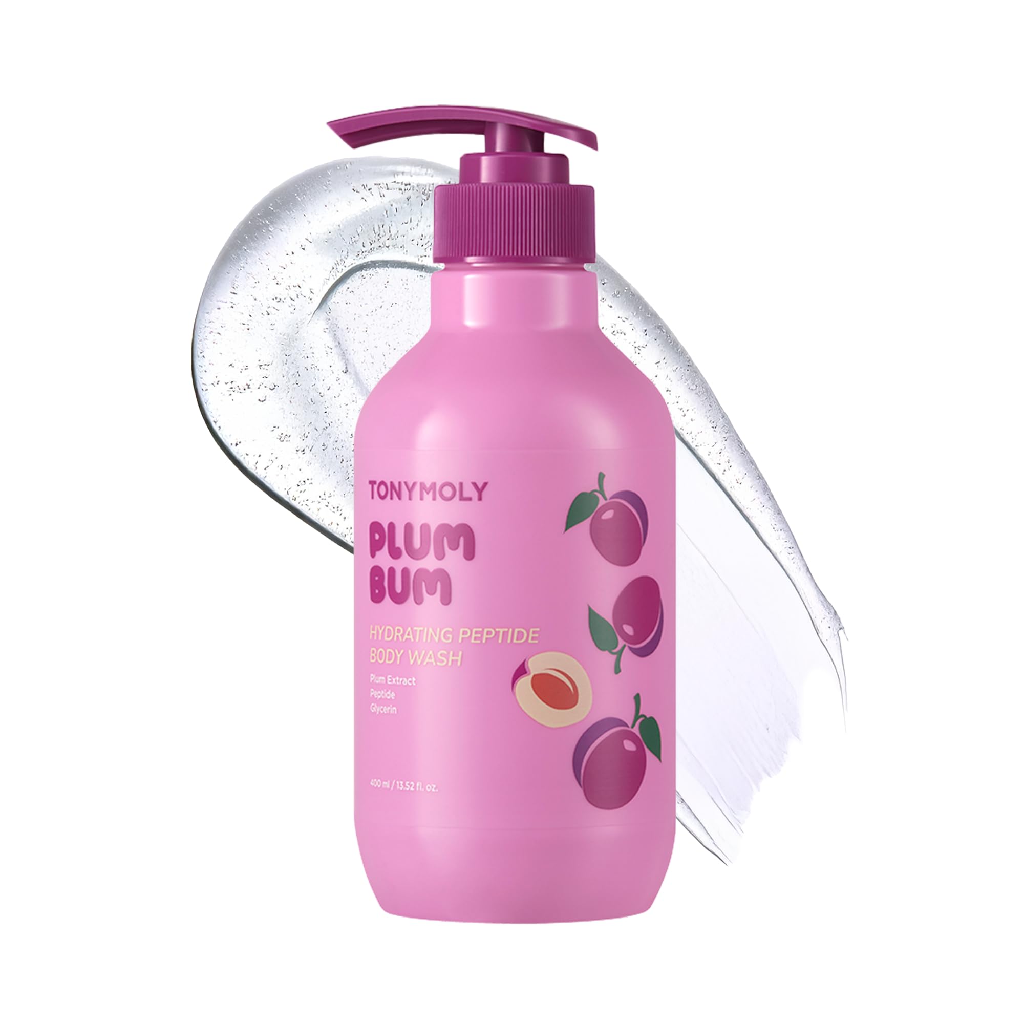 TONYMOLY Plum Bum envase-vertido para una experiencia de ducha limpia y rápida.