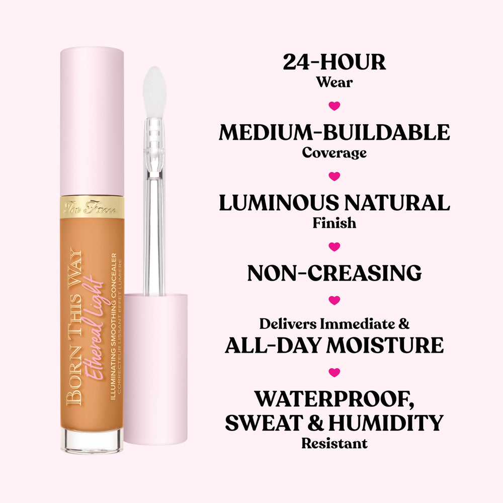 Too Faced Born This Way ilumina la piel con luminosidad natural.