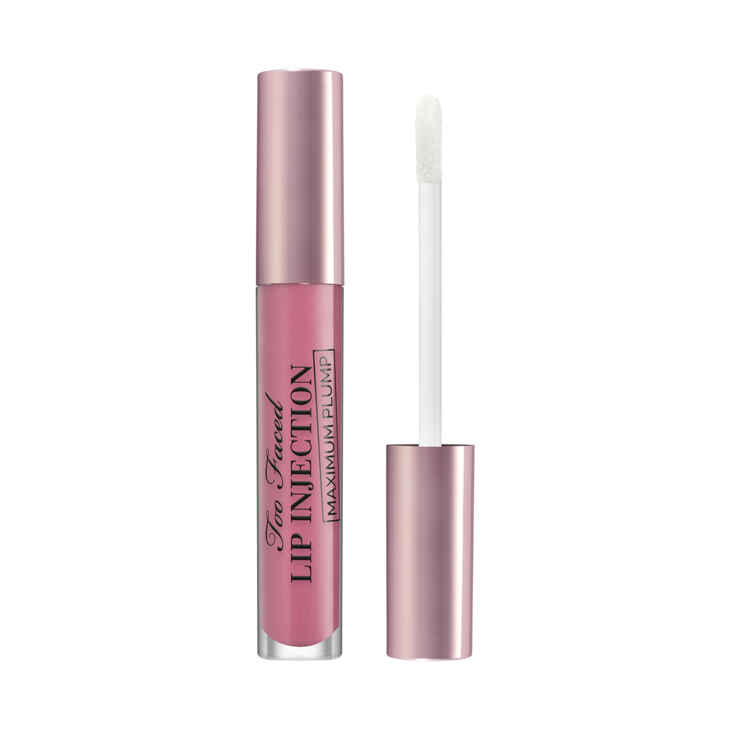 Too Faced Lip Injection Maximum Plump frente al envase, hidratación visible