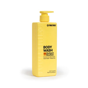 TOOLETRIES botella Outback Bourbon, diseño reutilizable para uso diario.